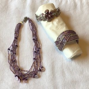 Purple Necklace and 2 purple bracelets